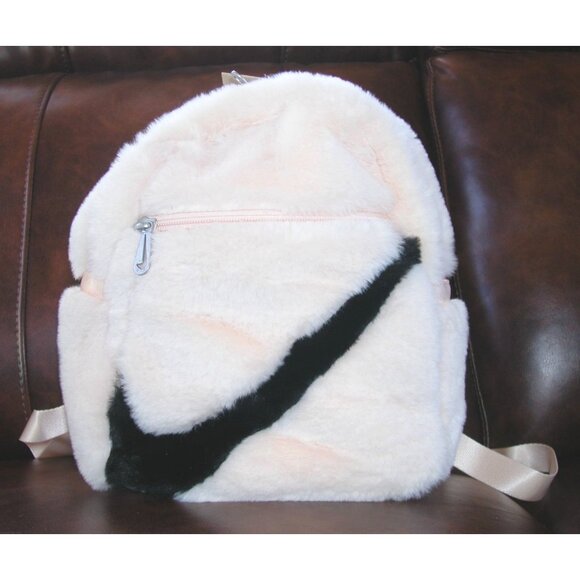 Nike Faux Fur Mini Backpack Color Blush - Picture 1 of 4